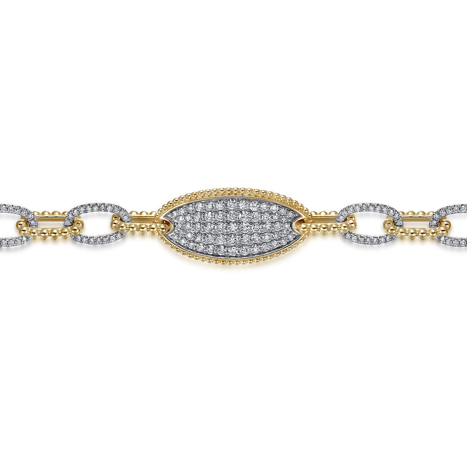 14K Yellow Gold Bujukan and Diamond Link Chain Bracelet - 2 ct - Shot 2