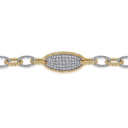 14K Yellow Gold Bujukan and Diamond Link Chain Bracelet