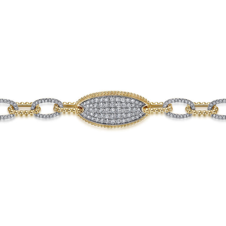 14K Yellow Gold Bujukan and Diamond Link Chain Bracelet - 2 ct - Shot 2