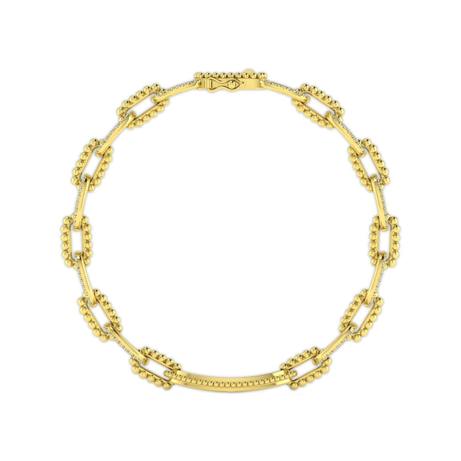 14K Yellow Gold Bujukan and Diamond Link Chain Bracelet - 2 ct - Shot 3