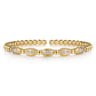 14K Yellow Gold Bujukan and Diamond Marquise Bar Bangle Bracelet - 0.35 ct