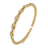 14K Yellow Gold Bujukan and Diamond Marquise Bar Bangle Bracelet - 0.35 ct