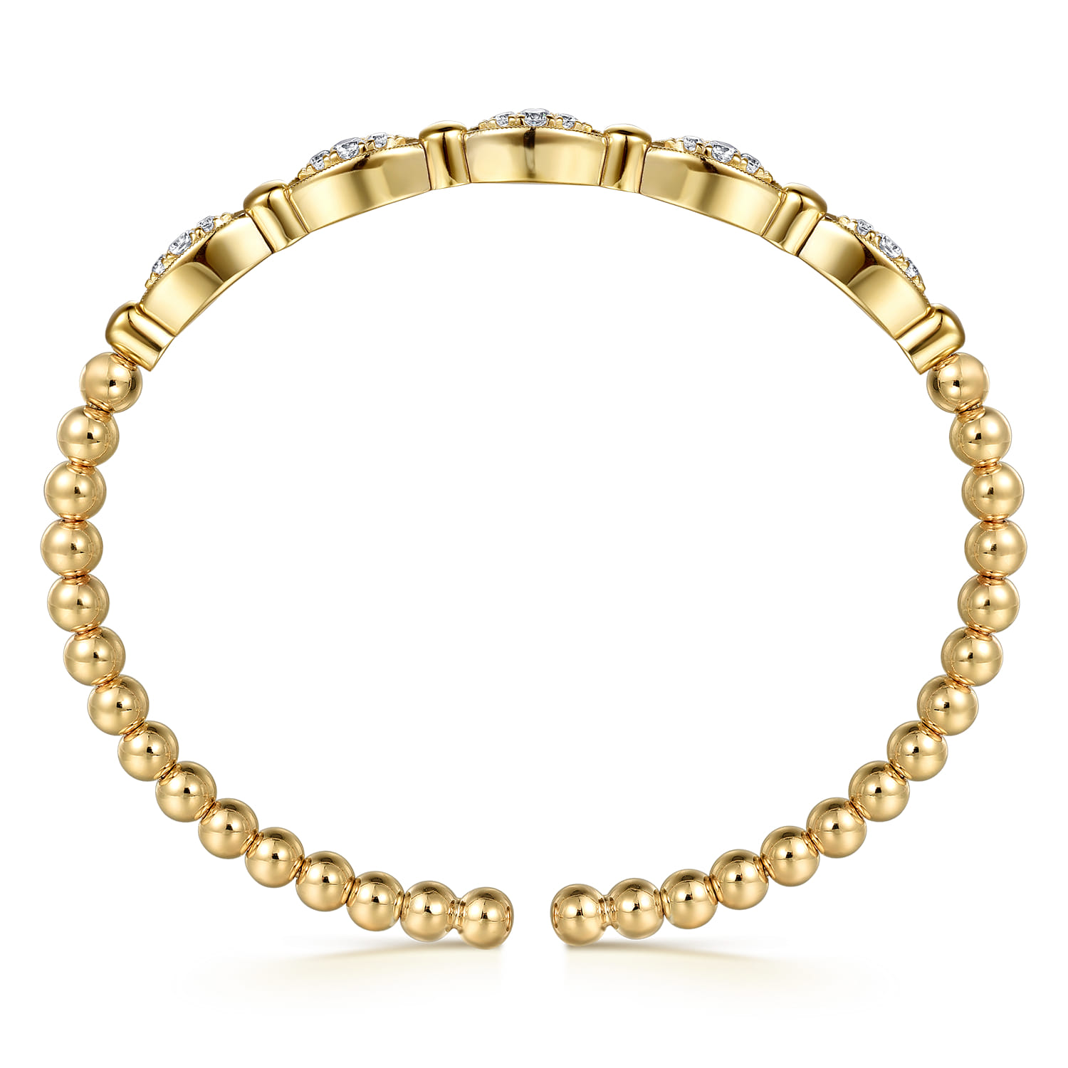 14K Yellow Gold Bujukan and Diamond Marquise Bar Bangle Bracelet - 0.35 ct - Shot 3