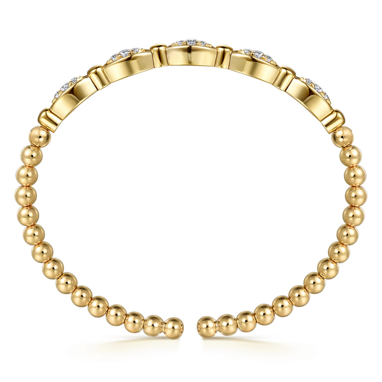 14K Yellow Gold Bujukan and Diamond Marquise Bar Bangle Bracelet - 0.35 ct - Shot 3
