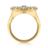 14K Yellow Gold Bujukan and Diamond Medallion Ladies Ring - 0.35 ct