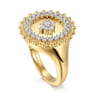 14K Yellow Gold Bujukan and Diamond Medallion Ladies Ring - 0.35 ct
