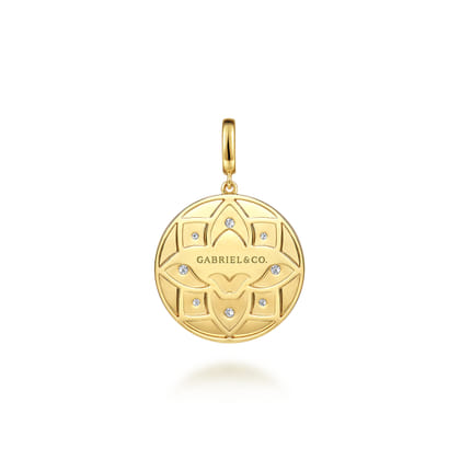 14K Yellow Gold Bujukan and Diamond Medallion Pendant With Detachable Bail