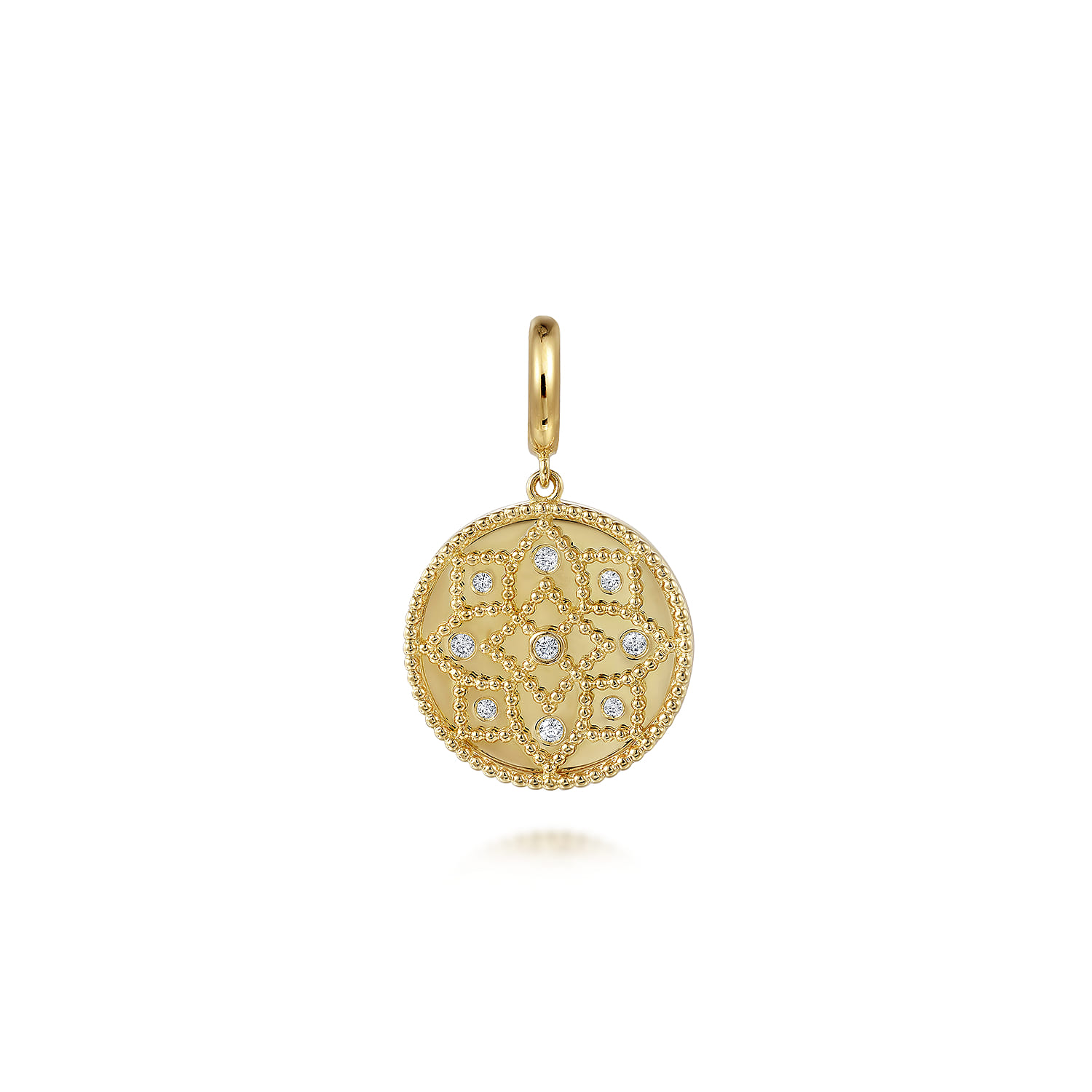 14K Yellow Gold Diamond Bujukan Leo Medallion Pendant With