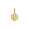 14K Yellow Gold Bujukan and Diamond Medallion Pendant in size 18mm With Detachable Bail - 0.11 ct