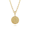 14K Yellow Gold Bujukan and Diamond Medallion Pendant in size 18mm With Detachable Bail - 0.11 ct