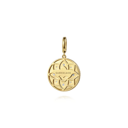 14K Yellow Gold Bujukan and Diamond Medallion Pendant in size 18mm with Detachable Bail