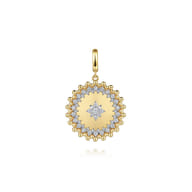 14K Yellow Gold Bujukan and Diamond Medallion Pendant in size 24mm With Detachable Bail