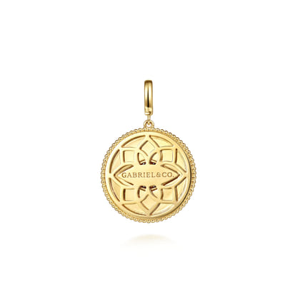 14K Yellow Gold Bujukan and Diamond Medallion Pendant in size 24mm With Detachable Bail