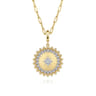 14K Yellow Gold Bujukan and Diamond Medallion Pendant in size 24mm With Detachable Bail - 0.78 ct