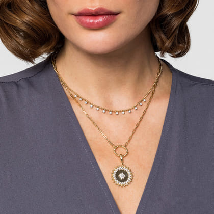 14K Yellow Gold Bujukan and Diamond Medallion Pendant in size 24mm with Detachable Bail