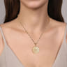 14K Yellow Gold Bujukan and Diamond Medallion Pendant in size 32mm With Detachable Bail - 0.5 ct