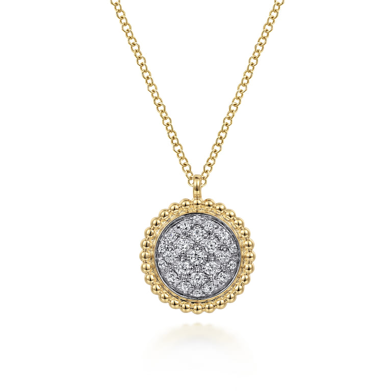 14K Yellow Gold Bujukan and Diamond Pave Pendant Necklace - 0.24 ct - Shot 1