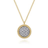 14K Yellow Gold Bujukan and Diamond Pave Pendant Necklace - 0.24 ct