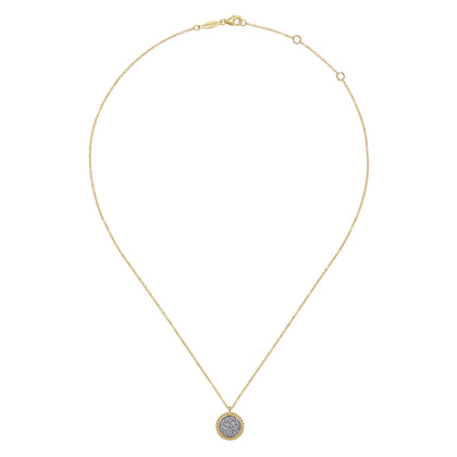 14K Yellow Gold Bujukan and Diamond Pave Pendant Necklace