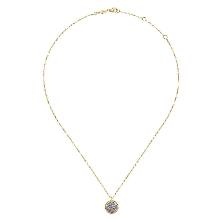 14K Yellow Gold Bujukan and Diamond Pave Pendant Necklace - 0.24 ct - Shot 2