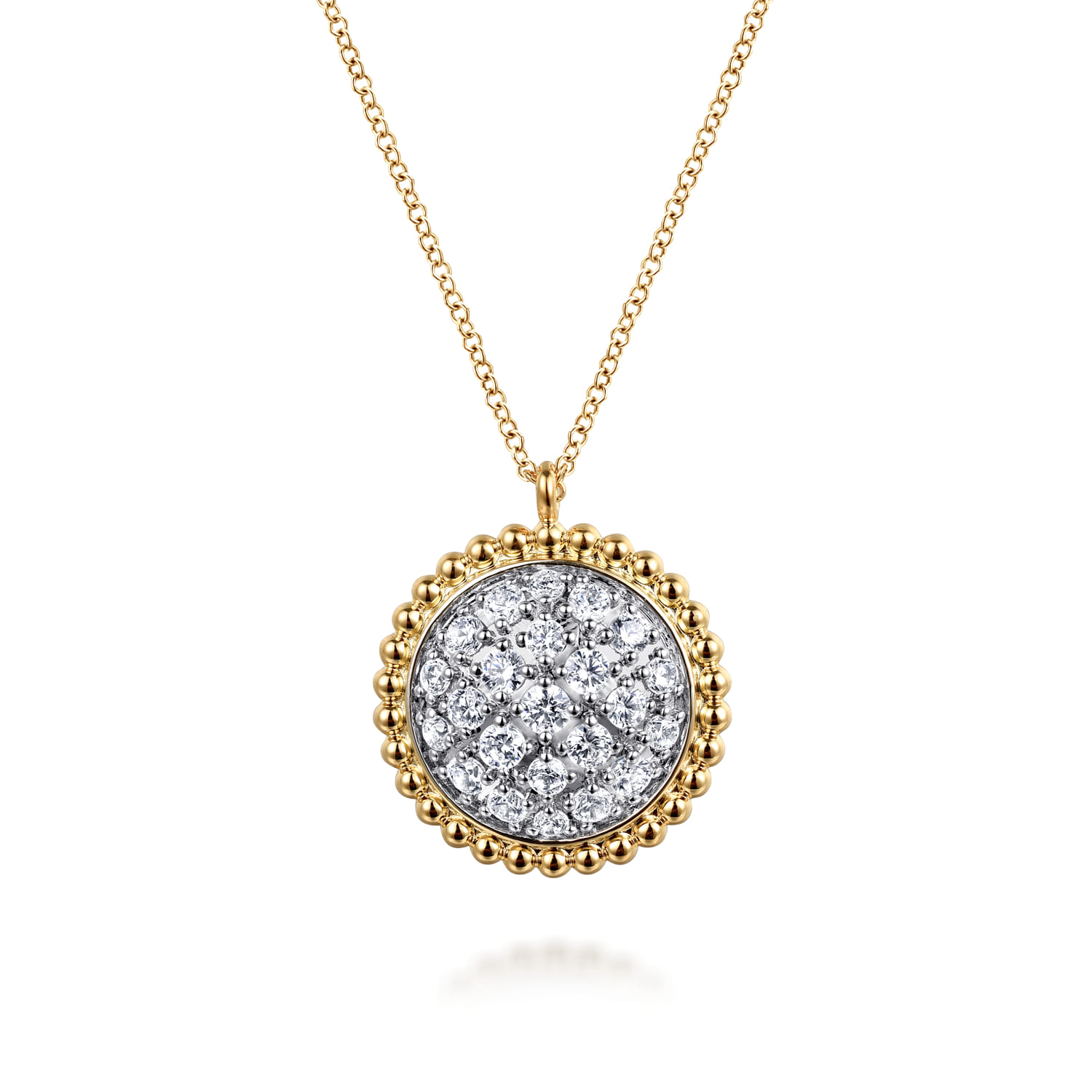 14K Yellow Gold Bujukan and Diamond Pave Pendant Necklace - 1 ct - Shot 1