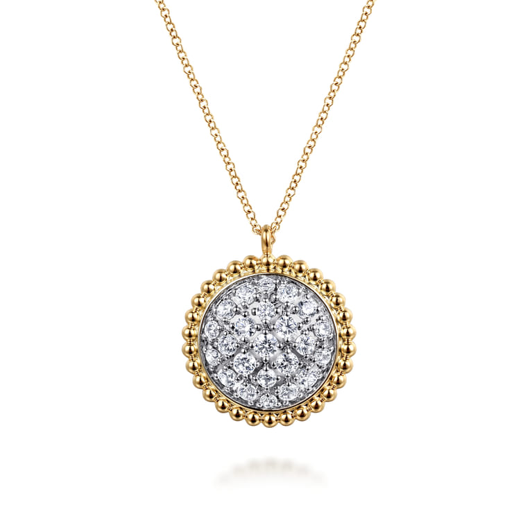 14K Yellow Gold Bujukan and Diamond Pave Pendant Necklace - 1 ct - Shot 1
