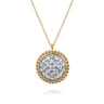 14K Yellow Gold Bujukan and Diamond Pave Pendant Necklace - 1 ct