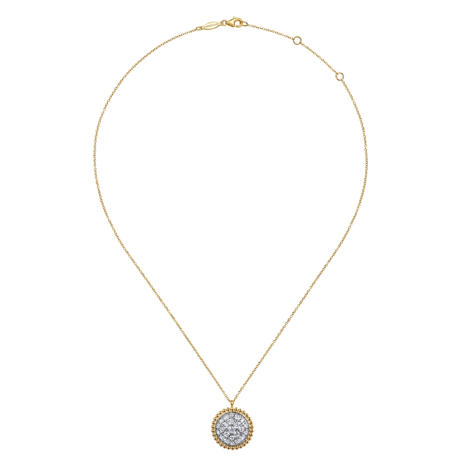 14K Yellow Gold Bujukan and Diamond Pave Pendant Necklace - 1 ct - Shot 2