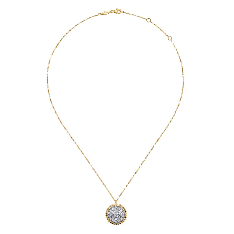 14K Yellow Gold Bujukan and Diamond Pave Pendant Necklace - 1 ct - Shot 2