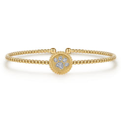 14K Yellow Gold Bujukan and Diamond Paw Print Split Bangle Bracelet