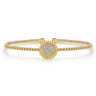 14K Yellow Gold Bujukan and Diamond Paw Print Split Bangle Bracelet - 0.08 ct