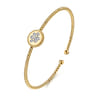 14K Yellow Gold Bujukan and Diamond Paw Print Split Bangle Bracelet - 0.08 ct