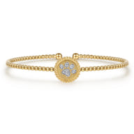 14K Yellow Gold Bujukan and Diamond Paw Print Split Bangle Bracelet