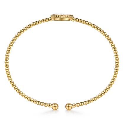 14K Yellow Gold Bujukan and Diamond Paw Print Split Bangle Bracelet