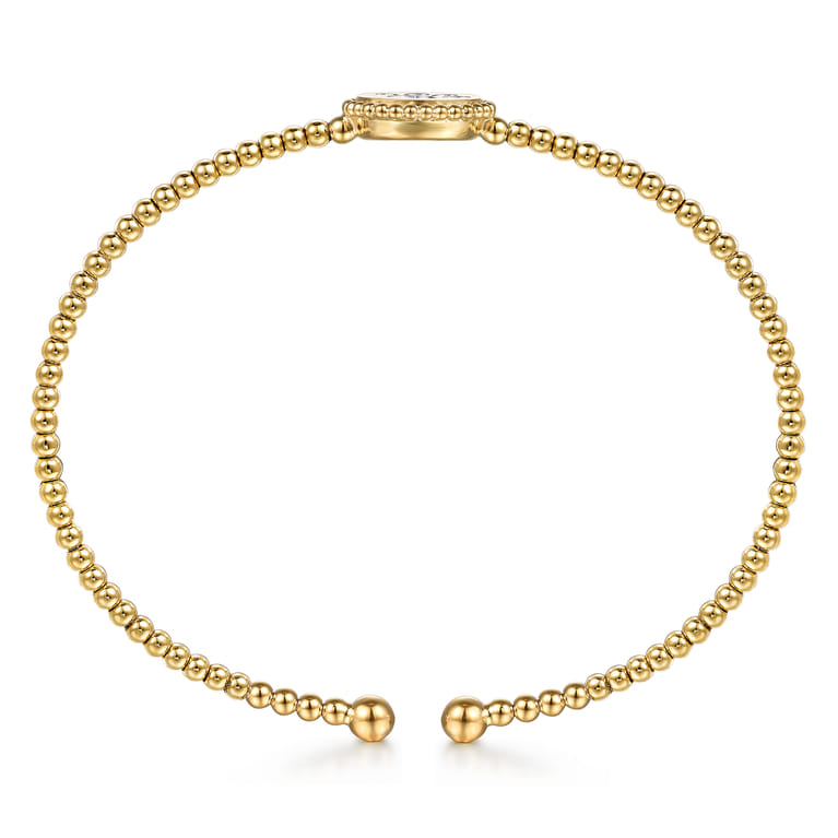 14K Yellow Gold Bujukan and Diamond Paw Print Split Bangle Bracelet - 0.08 ct - Shot 3