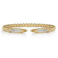 14K Yellow Gold Bujukan and Diamond Spike Open Bangle Bracelet