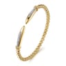 14K Yellow Gold Bujukan and Diamond Spike Open Bangle Bracelet - 0.2 ct