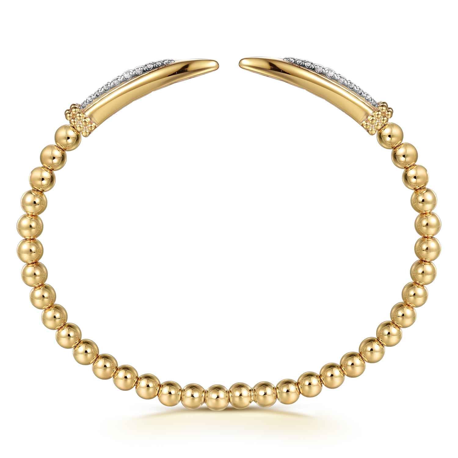 14K Yellow Gold Bujukan and Diamond Spike Open Bangle Bracelet - 0.2 ct - Shot 3