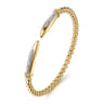14K Yellow Gold Bujukan and Diamond Spike Open Bangle Bracelet - 0.2 ct