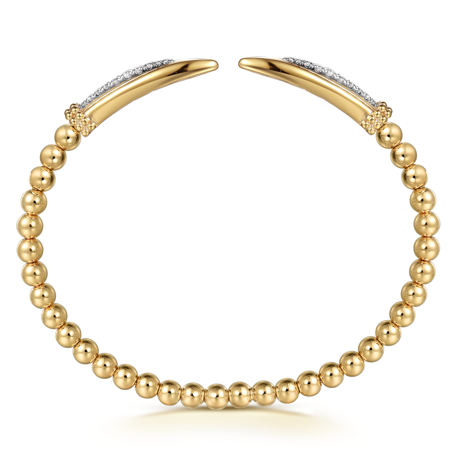 14K Yellow Gold Bujukan and Diamond Spike Open Bangle Bracelet - 0.2 ct - Shot 3