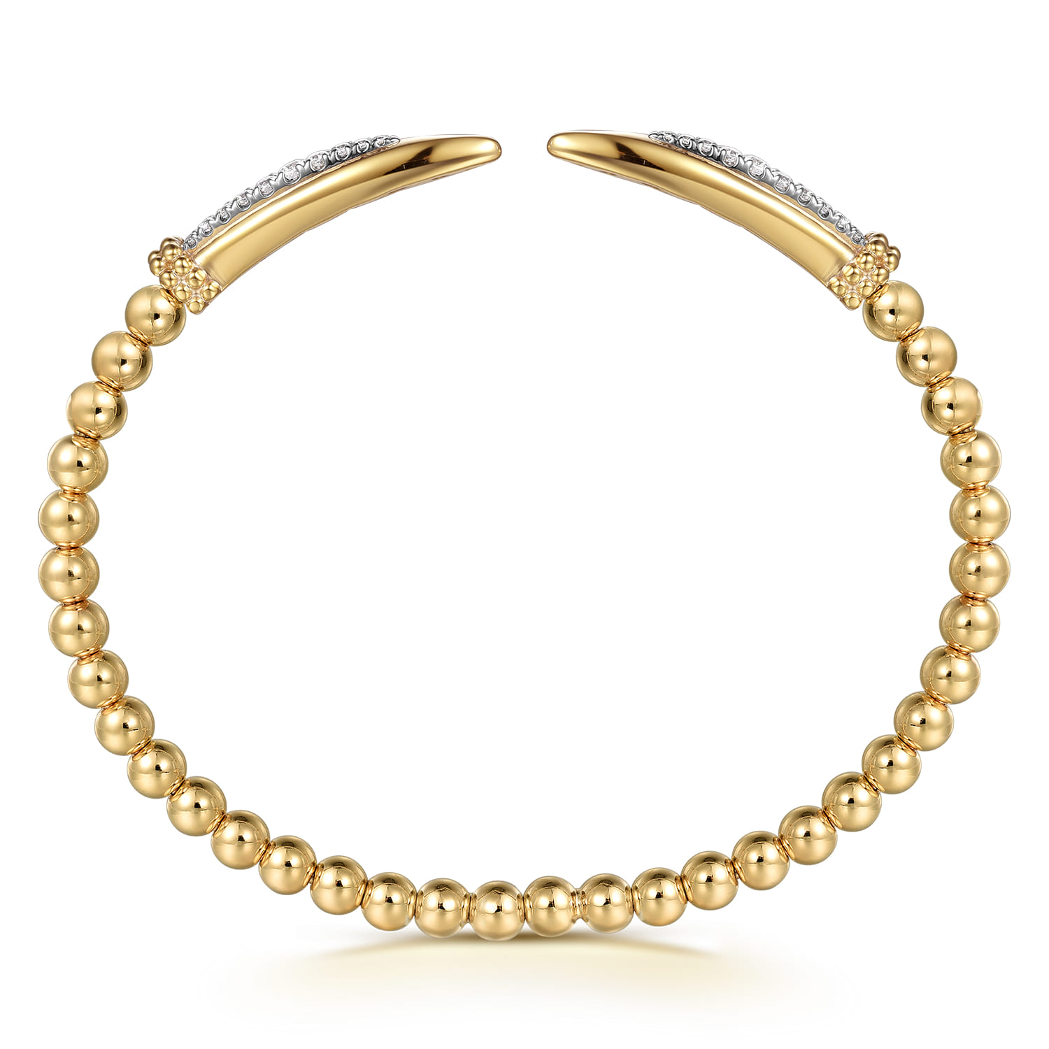 14K Yellow Gold Bujukan and Diamond Spike Open Bangle Bracelet - 0.2 ct - Shot 3