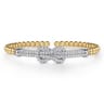 14K Yellow Gold Bujukan and Diamond Spike Open Bangle Bracelet - 0.95 ct