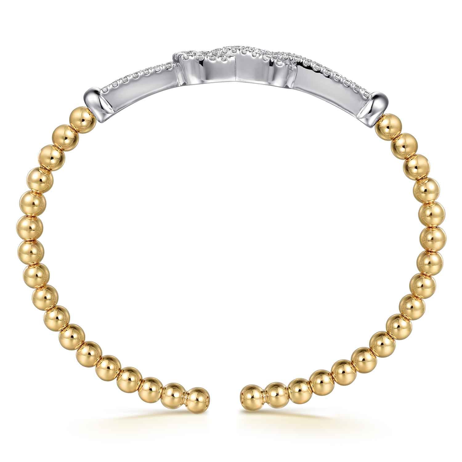 14K Yellow Gold Bujukan and Diamond Spike Open Bangle Bracelet - 0.95 ct - Shot 3
