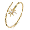 14K Yellow Gold Bujukan and Diamond Starburst Bypass Bangle Bracelet - 0.3 ct