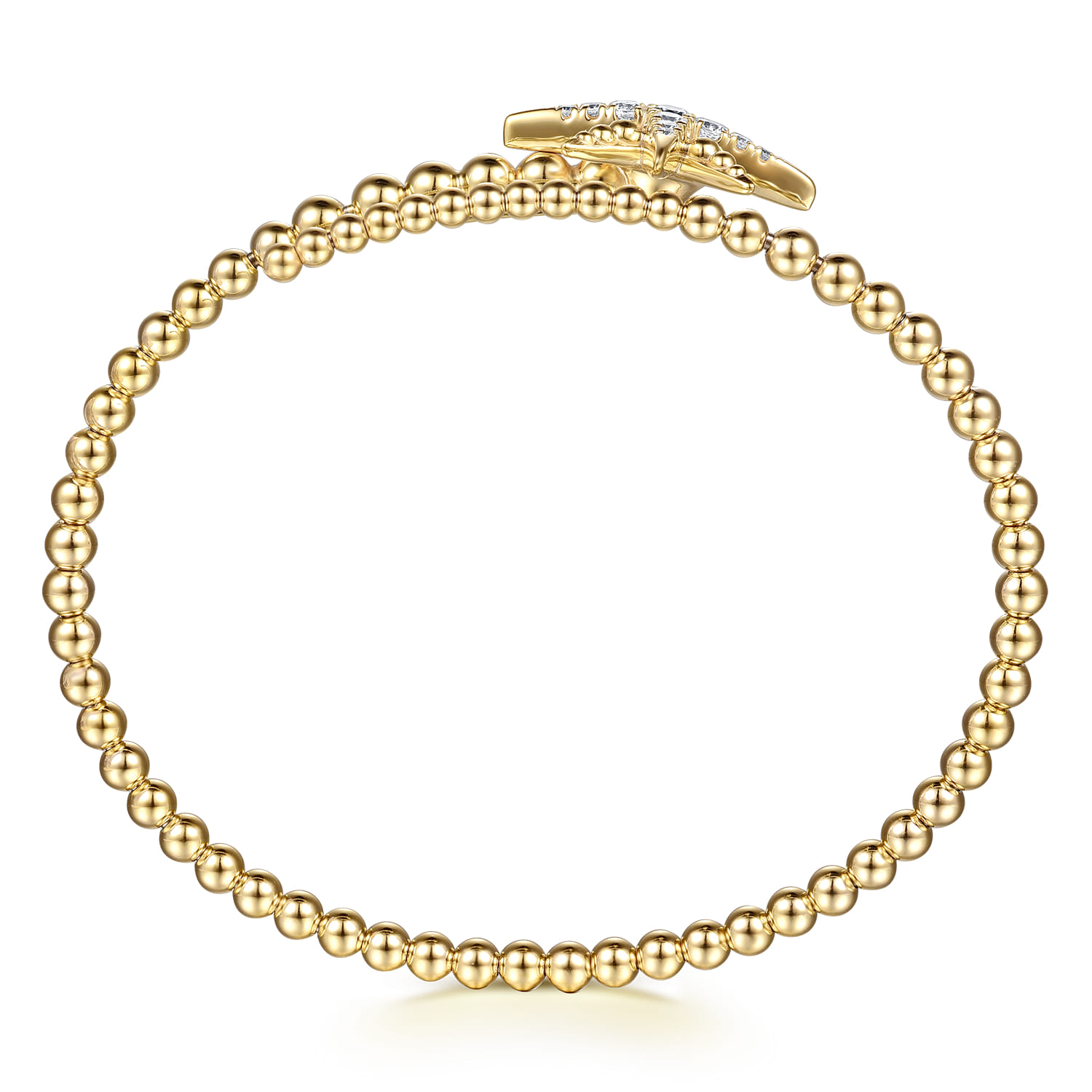14K Yellow Gold Bujukan and Diamond Starburst Bypass Bangle Bracelet - 0.3 ct - Shot 3