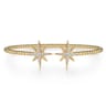 14K Yellow Gold Bujukan and Diamond Starburst Open Bangle Bracelet - 0.3 ct