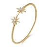 14K Yellow Gold Bujukan and Diamond Starburst Open Bangle Bracelet - 0.3 ct