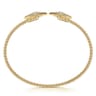 14K Yellow Gold Bujukan and Diamond Starburst Open Bangle Bracelet - 0.3 ct