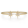 14K Yellow Gold Bujukan and Diamond Starburst Open Bangle Bracelet - 0.3 ct