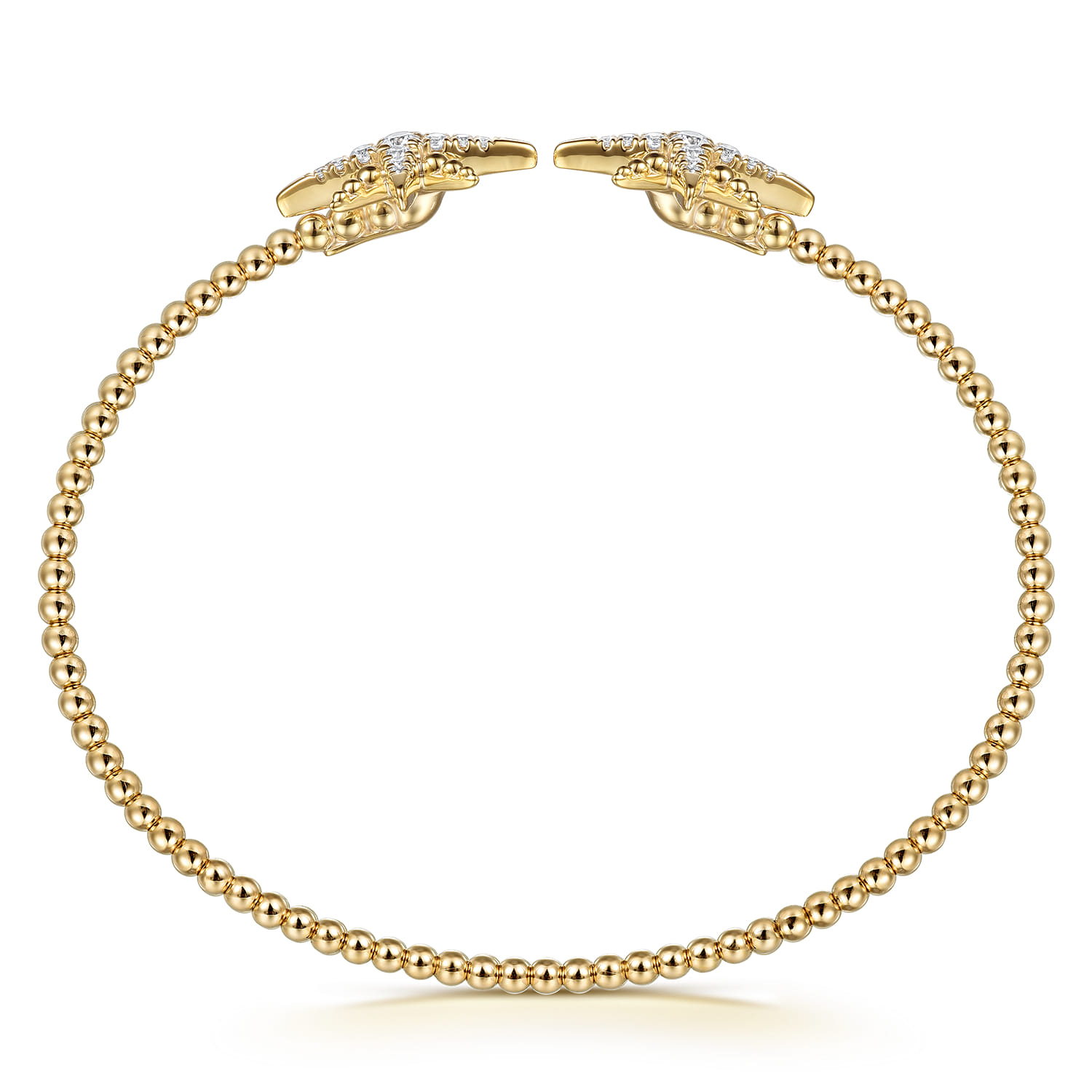 14K Yellow Gold Bujukan and Diamond Starburst Open Bangle Bracelet - 0.3 ct - Shot 3